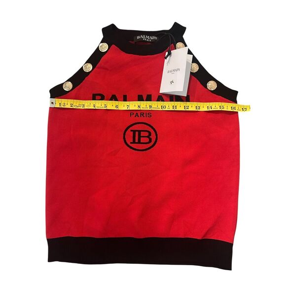 Balmain Paris Halter Top Sz M Button Accents & Logo Multicolor NWT MSRP $399 - Picture 5 of 10
